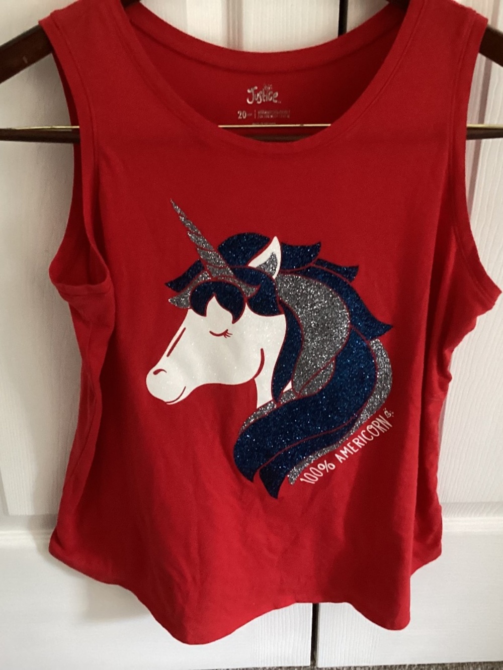 Ladies Sparkling Unicorn Red Tank Top Size 20 Plus
